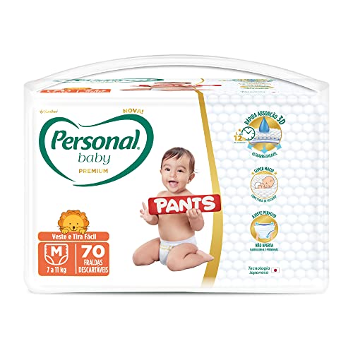 Fralda Personal Baby Premium Pants M - 70 Unidades, Cor: Branco, Peso: 2068.3 grams