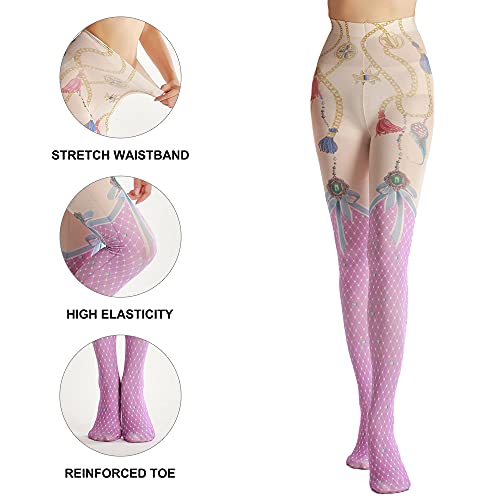 Image of Sahabowi Women Tights, Opaque High Waist Pantyhose, Vintage Control Top Stockings
