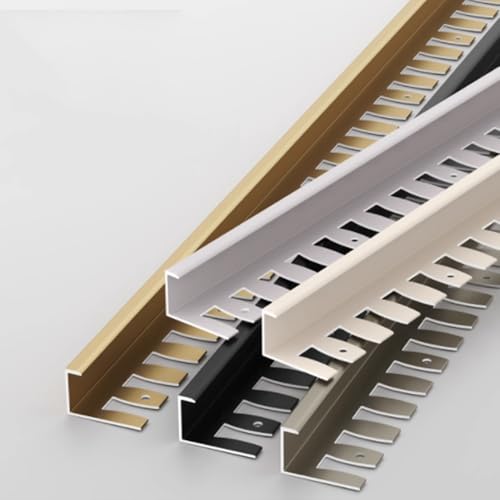 RTVGNSZSJL Tiras De Baldosas De 90cm 3 Piezas, Perfil De Borde Flexible para Escaleras Aluminio, Laminado Y Baldosas, Perfil Metálico para Escalón(Champagne,18mm(7/10))