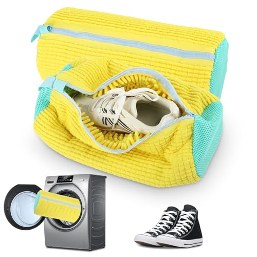 2pcs Bolsa Lavadora Zapatillas - Reutilizable Bolsa de Lavado de Zapatos de Malla - Shoe Cleaning Bag - Adecuado para zapatillas deportivas y zapatos casuales