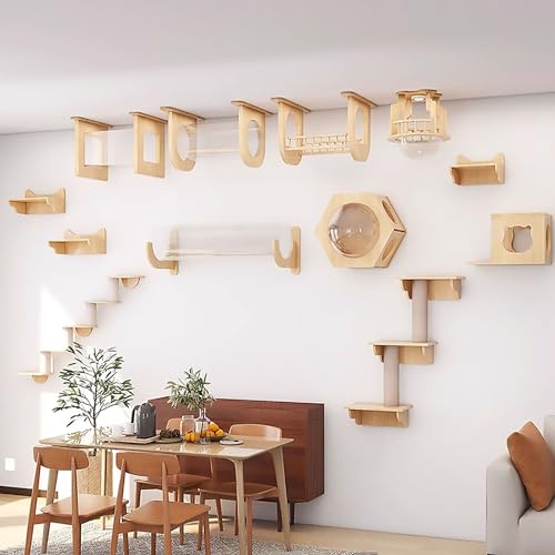 Estante para Gatos Montado en La Pared y Estante para Trepar, Juego de Muebles de Pared para Gatos, para Gatos Jugando, Durmiendo Y Descansando(Size:Style12)
