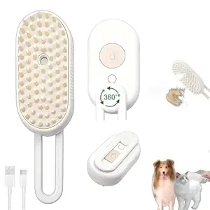 4 in 1 Cat Steam Brush for Shedding, 2025 Rechargeable Pet Steam Brush With 360 Rotating Arm, Massage, Cleaning, Shedding & Combing Multifunctional Hair Removal Comb for Cats Dogs (Beige)