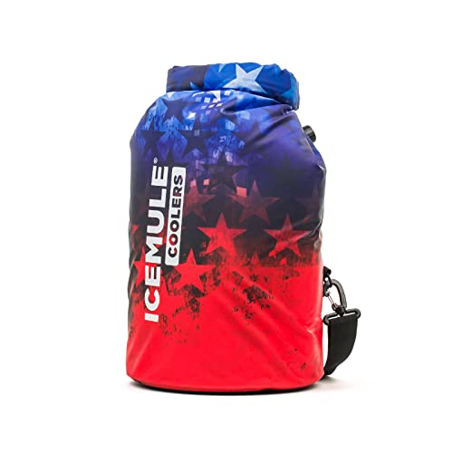 IceMule Classic Medium Collapsible Backpack Cooler - 15 Liters, Waterproof, Hands Free, 24+ Hours Cooling, Red White and Blue