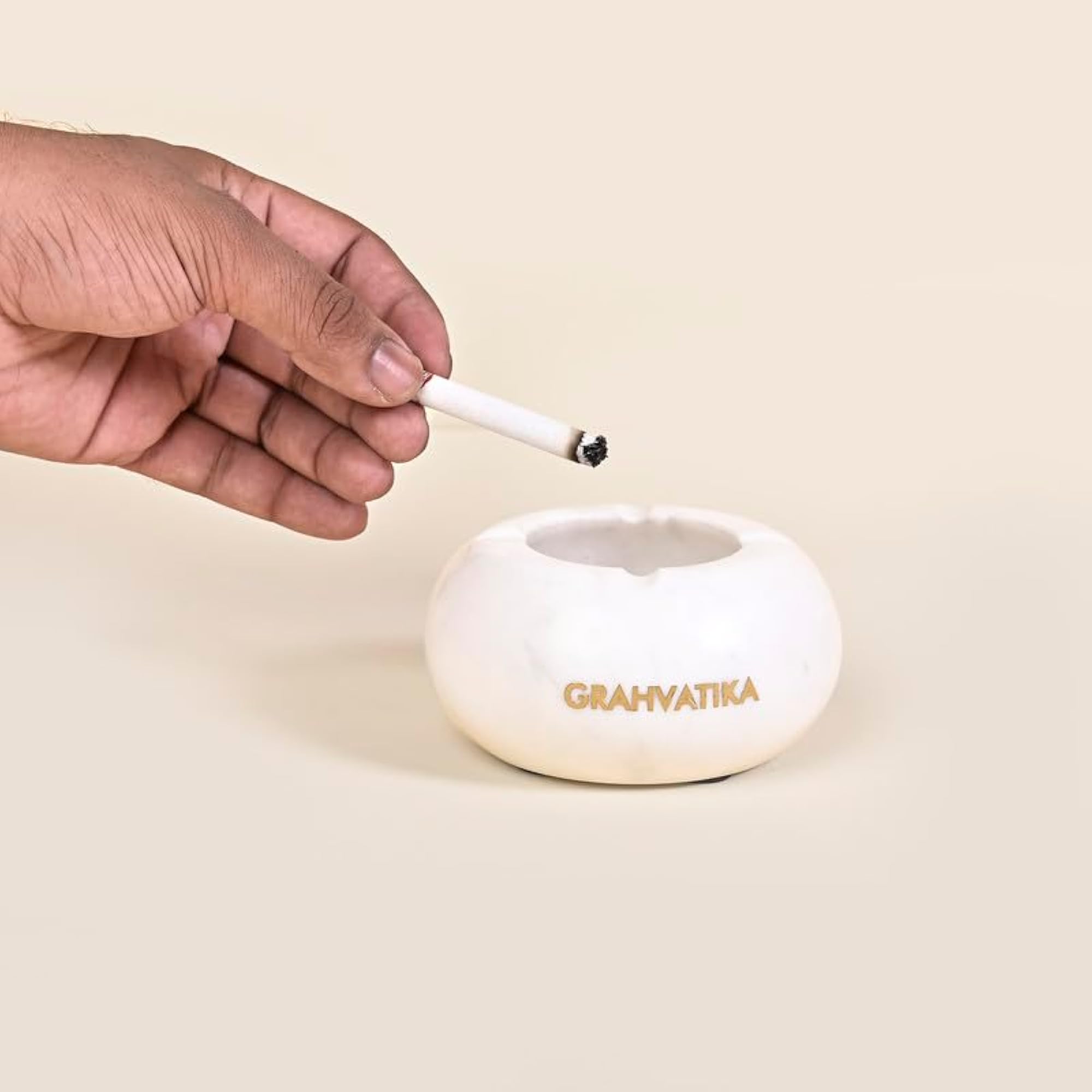 Handmade White Marble Square Tabletop Ashtray
