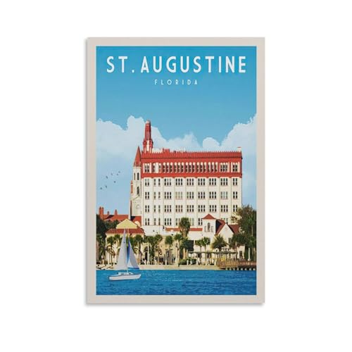 Poster vintage de Saint Augustine Floride sur toile déco 50x75 cm