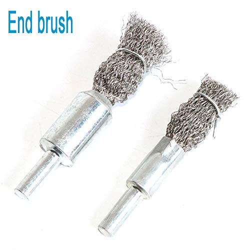 FPPO Stainless Steel Wire Wheel Brush & Crimped Cup Brush Kit for Drill,Fine Wire Diameter 0.0059 Inch,for Rotary Tool with 1/4-Inch Shank,Removal of Rust,deburring,Paint (7pcs)