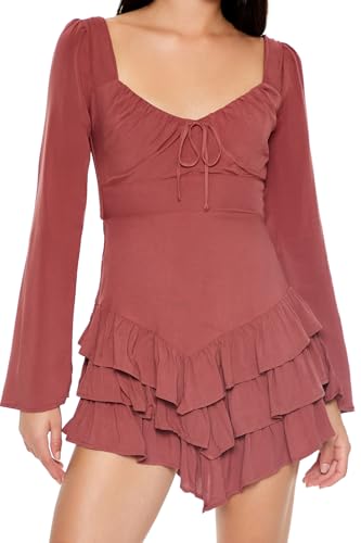 Forever 21 Women's Tiered Bell-Sleeve Mini Dress3