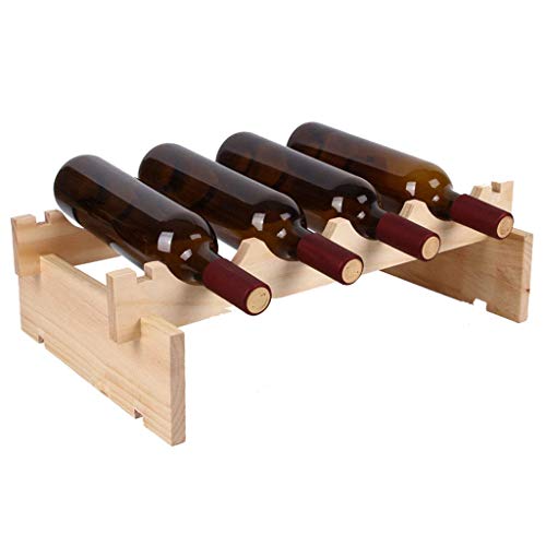 Soporte para 4 botellas de vino de madera maciza miniatura 1