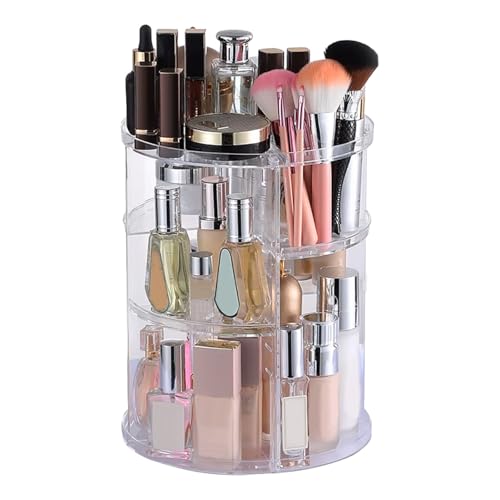 360 Rotating Makeup Organiser & Make Up Organiser with Skincare Organiser, Perfume Organizer, Makeup Brush Holder, Dressing Table Organizer - Elegant Solution for Beauty Storage