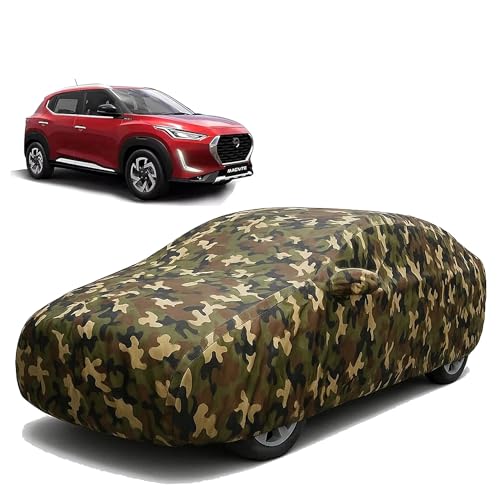Image of Sulfar 100% Waterproof Car Body Cover Compatible with Mirror for Nissan Magnite with Long Lasting Durable Material (Triple Stitched, Full Bottom Elastic, Camouflage Army)