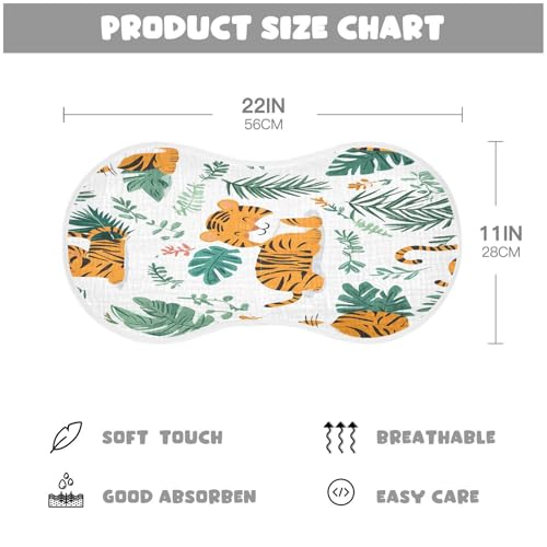 Cartoon Tiger Plant Burp Cloths Cotton Baby Washcloths,Large 22x11in Burping Cloth Absorbent and Soft for Newborn Baby Boys and Girls,4 Pack4