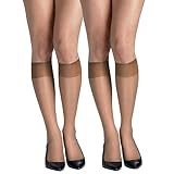 Hanes Women's Silk Reflections Reinforced Toe Silky Sheer Knee-high Stockings, Barely There, One Size