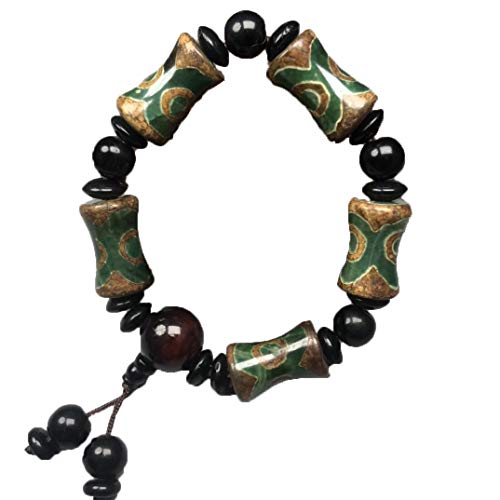 Bracelet perles dzi agate verte pour votre bien-être