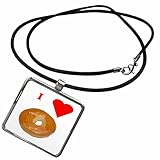 3dRose Florene Food n Beverage - Love Bagels - Necklace with Rectangle Pendant (ncl_60655_1)