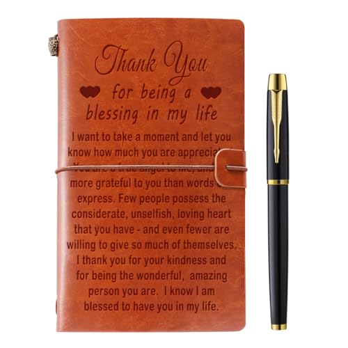 Thank You Gifts for Women Men, Thank You for Being A Blessing Leather Journal Notebook, Inspirational Gifts Appreciation Gifts for Friends Women Men Social Worker Volunteer Nurse Teacher Coworkers