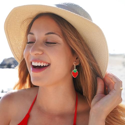 Strawberry Dangle Earrings for Women, Red Cute Strawberry Earring Fruit Drop Dangle Jewelry for Women Fashion Holiday Party Accessories4