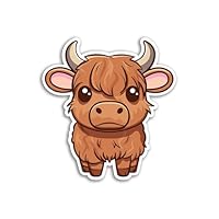 2 x 10cm Highland Cow Vinyl Stickers - Scottish Wild Farm Animal Kawaii Characters Kids Cartoon Cute Girls Boys Scrapbook Sticker #81996