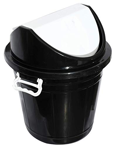 Image of Kuber Industries Plastic Swing Lid Garbage Waste Dustbin for Home, Office, Factory, 30 Litres, Large Size (Black) -CTKTC043178