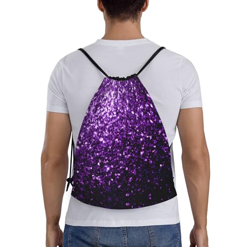 Beautiful Purple Glitter Print Drawstring Bags, Backpack Bag For Shopping, Sport, Yoga, Travel,Gym, Swimming, Beach2