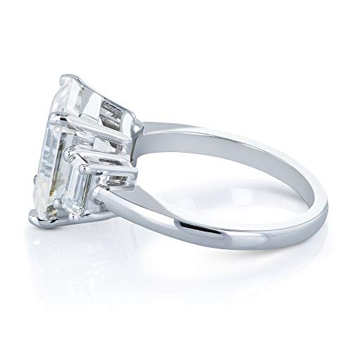 Kobelli 5 1/2 Carat Tgw Three Stone Emerald Cut Moissanite Statement Engagement Ring In 14K White Gold - Size 7 #TOP5
