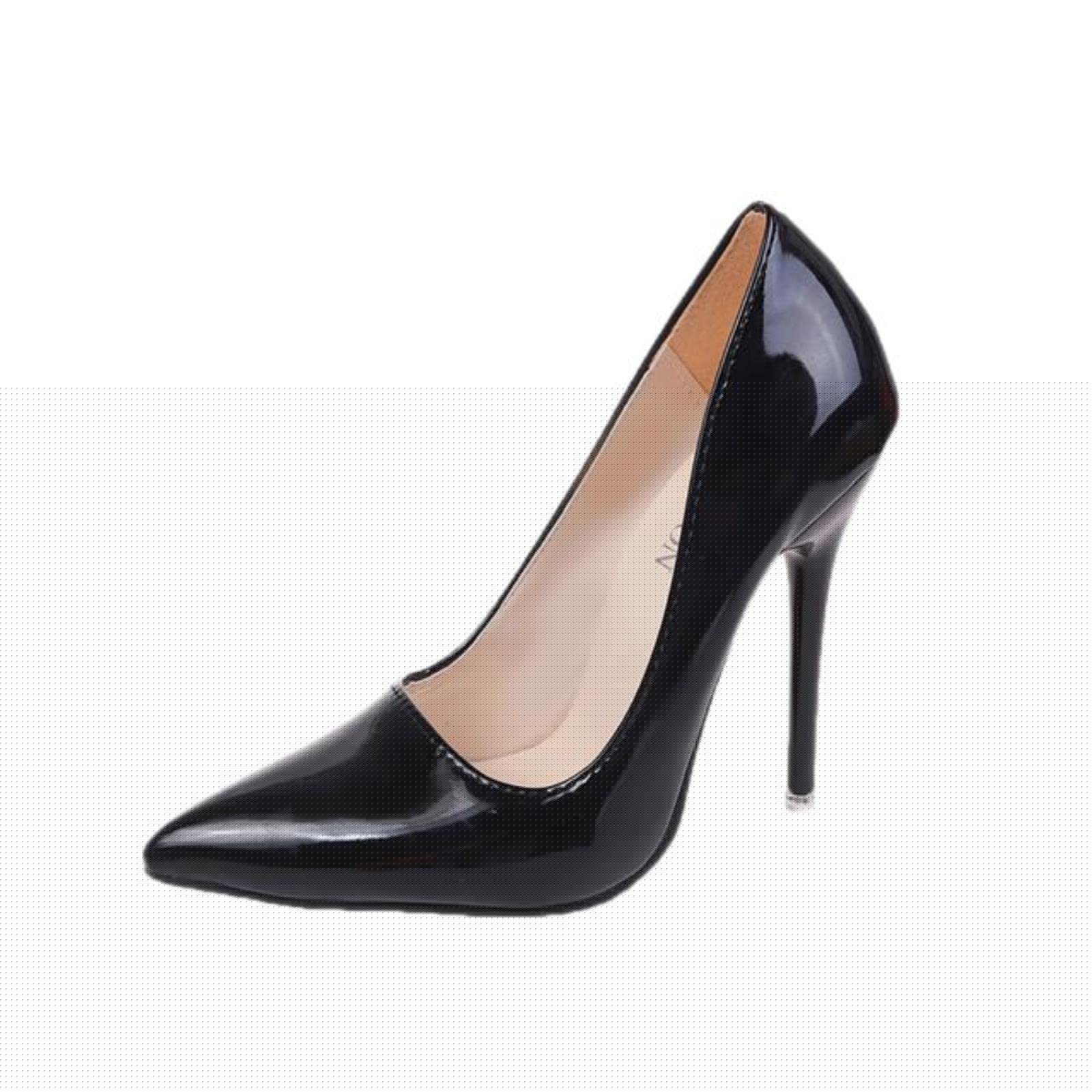 Super High Stiletto Heels Patent Leather Women Pumps Colorful Officia Pointed Toe Shoes Plus-Black,8.5