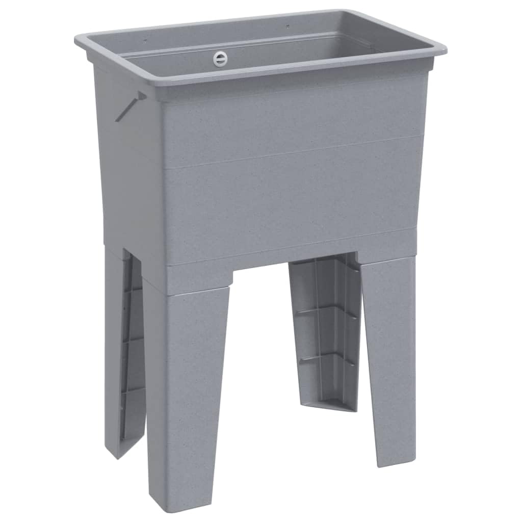 Lavatoio grigio con lavatoio e portasapone, 59 x 41 x 75 cm, in resina PP, autoportante, per giardino e garage