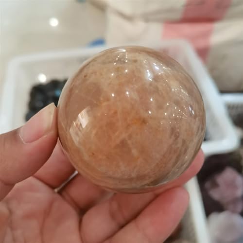 Boule de cristal pierre de lune orange décoration unique