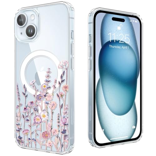 Coque iPhone 15 MagSafe transparente léopard : étui de protection antichoc tendance pour smartphone