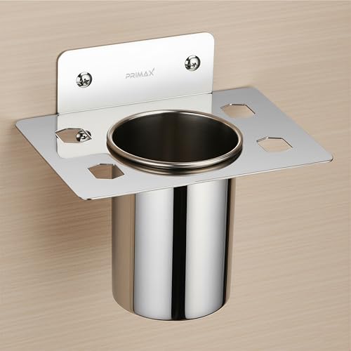 Image of Plantex (Primax) Stainless Steel Tumbler Holder /Tooth Brush Holder /Stand for Bathroom /Bathroom Accessories - Wall Mount (Chrome)