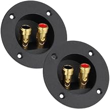2 Pcs 3 Inch Speaker Box Terminal Cup Round Speaker Wire Connector Double Binding 2 Way Spring Loaded Jacks Subwoofer Box Terminal Plugs Binding Post Cup Connectors for Home Car Stereo