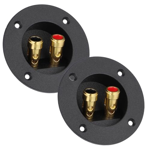 2 Pcs 3 Inch Speaker Box Terminal Cup Round Speaker Wire Connector Double Binding 2 Way Spring Loaded Jacks Subwoofer Box Terminal Plugs Binding Post Cup Connectors for Home Car Stereo