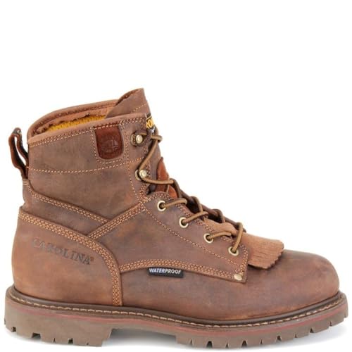 Carolina 28 Series 6" Soft Toe Waterproof Work Boots for Men - Cigar Leather Upper, AG7 Footbed, Removable Kiltie, EH-Rated2