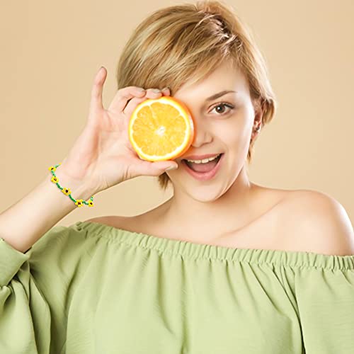 Pantide 6Pcs Colorful Daisy Flower Bead Bracelets Set Indie Handmade Beaded Flower Bracelets Vsco Boho Beach Summer Braided String Y2K Aesthetic Kidcore Jewelry With Flowers For Women Girls #TOP4