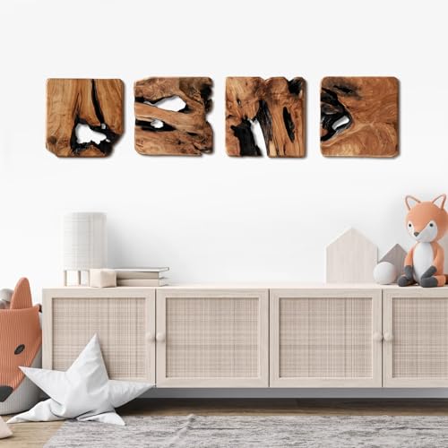 WELLAND 4 Pieces of Handmade Wall Sculptures, Rustic Abstract Wall Decor for Living Room, Bedroom,...
