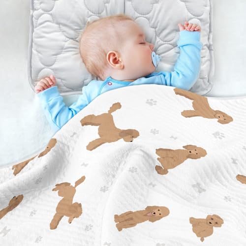 Image of Medium Poodle Baby Swaddle Blanket for Boys and Girls, Muslin Baby Receiving Swaddle Blanket, Soft Cotton Nursery Swaddling Blankets for Newborn Toddler Infant