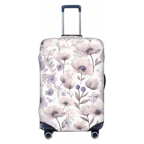 Watercolor Poppy Flowers Elastic Travel Luggage Cover, Washable Spandex Suitcase Protector, Anti-Scratch Fits 18-32 Inch