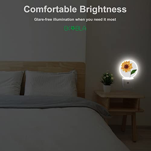 Image of EKOBLA Sunflower Night Light, Bright Yellow Floral Night Lights Plug Into Wall with Dusk to Dawn Sensor for Women Girls