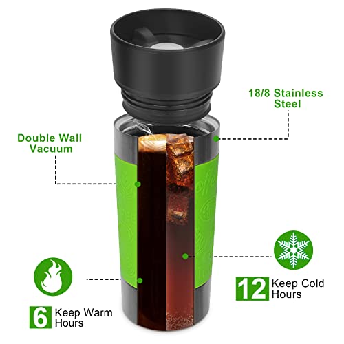 Travel Coffee Mug Spill Proof,Upgraded 17 Oz Travel Mug With 360°Drinking Lid,Double Wall Vacuum Insulated Coffee Travel Mug Stainless Steel Tumbler Thermal Coffee Mugs For Hot And Cold Drinks(Green) #TOP3