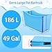 FHTONGE 49Gal/186L Collapsible Extra Large Dog Bathtub with Drainage, Thicken Portable Shower Bucket for Big Dog Indoor/Outdoor Bathing Camping, Freestanding Surround Pet Large Soaking Barrel Bule