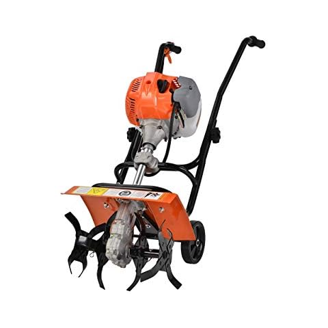 eSkde 52cc Petrol Garden Tiller Cultivator Rotovator Rototiller with Powerful Air Cooled 2 Stroke Engine Cover