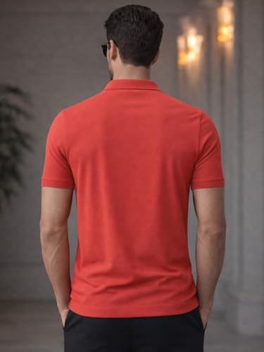 Image of Veirdo Men's Regular Fit Interlock Polo T-Shirt, Cotton Fabric, Half Sleeves,Stylish Collared Neck, Perfect for Casual and Office Wear, Soft, Comfortable (S-2XL)