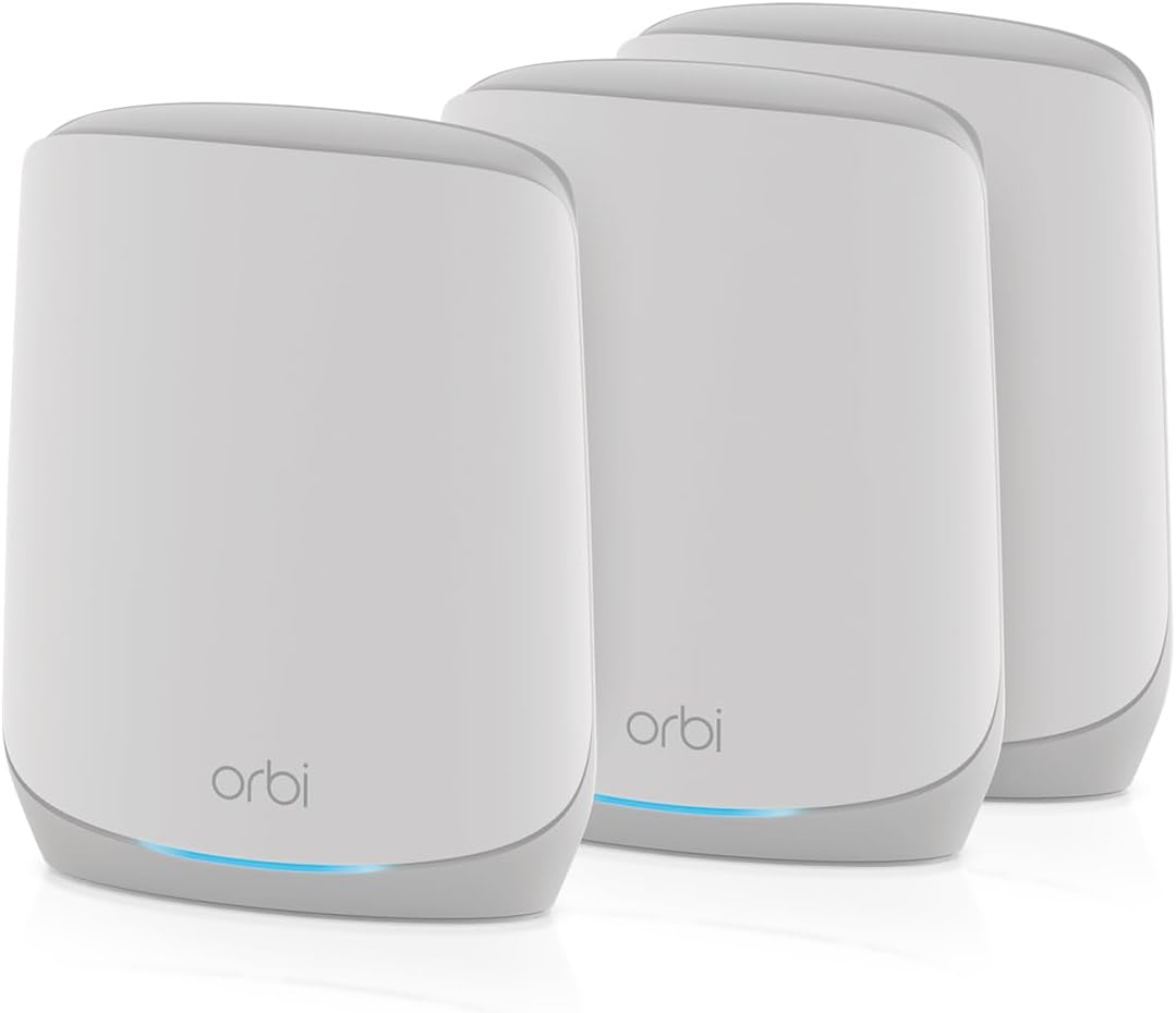 NETGEAR Orbi Whole Home Tri-Band WiFi 6 Mesh Network System (RBK663) – Router with 2 Satellite Extenders, Security Features, Coverage up to 6,600 sq. ft., 75 Devices - AX3800 (Up to 3.8Gbps)