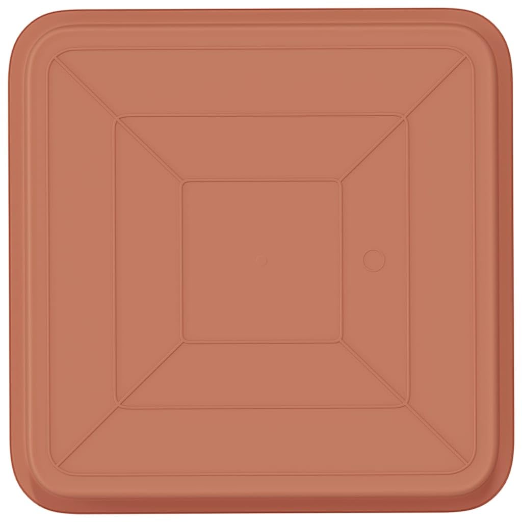 Quadratisches Blumentablett aus Kunststoff Ziegelrot 36 x 36 x 2,5 cm 6 Stück für Balkon Garten Terrasse Indoor Outdoor zur Pflanzenpflege mit gerolltem Rand und einfacher Reinigung