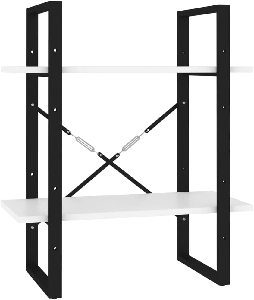 vidaXL 2-Tier Book Cabinet - Scandinavian Style Bookstand in White Engineered Wood with 2 Shelves