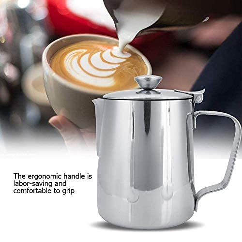 Jarra de leche de acero inoxidable con tapa para café con leche, 250 ml, 350 ml, 1000 ml a 600 ml
