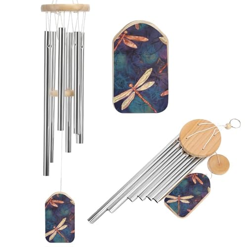 Carillon éolien en aluminium libellule de 52,8 cm, idée cadeau sincère et déco - 2