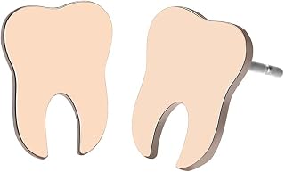 Dental Tooth Stud Earrings Set for Women Creative Cute Stainless Steel Gold Silver Plated High Polished Studs Jewelry Gift Dentist Doctor Nurse