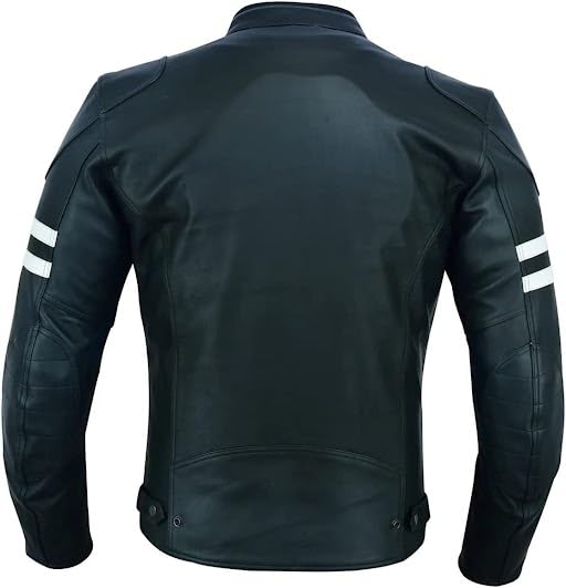 Veste homme en cuir véritable fait main avec fermeture éclair robuste