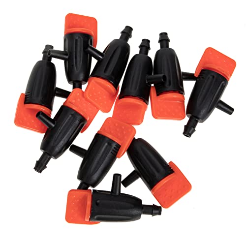 SEWOART 10pcs Adjustable Flow Dripper DIY Bottle Irrigation Self Watering Nozzle Drip Irrigation Emitters Irrigation System Kit Accessories Plastic Red Water The Flowers