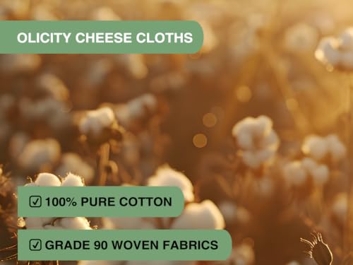 Image of Olicity Cheese Cloths, Grade 90, 27 Sq Feet, Reusable Cheese Cloth with Closed Edges Unbleached Cotton Cheesecloth for Straining, Fine Mesh Fabric Muslin Cloth for Cooking, Rice,Sushi,Crafts - 3 Yards